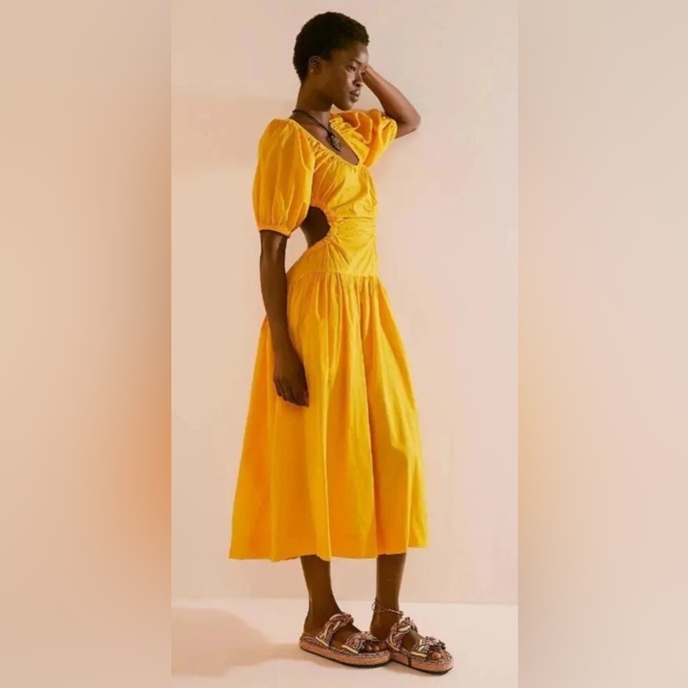 Free People NWT Moonlight Marigold Midi Dress,Size-Large